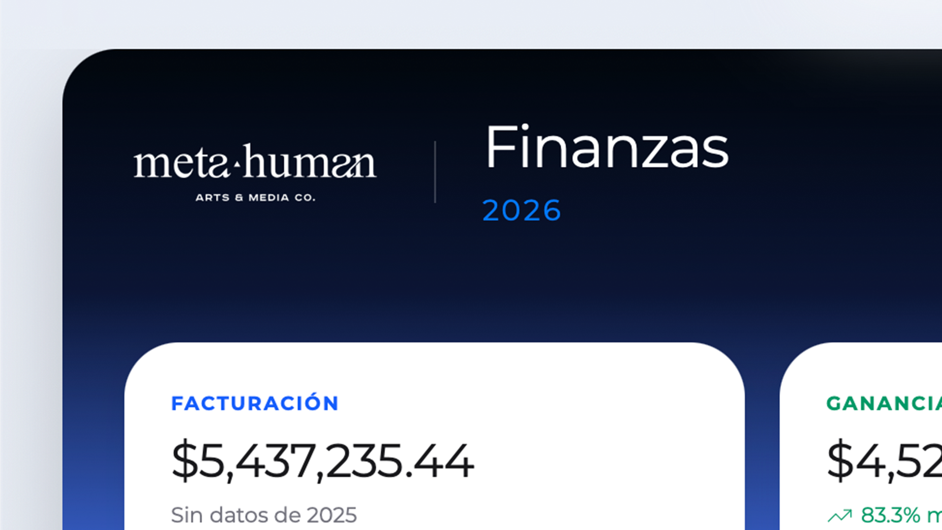 Panel de finanzas de Metahuman OS